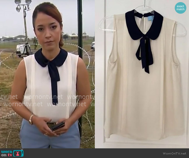 CeCe Sleeveless Collared Blouse worn by Mireya Villarreal on CBS Mornings