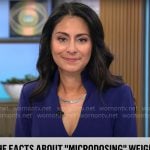 Celine Gounder’s blue split-neck dress on CBS Mornings