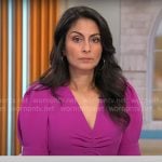 Celine Gounder’s magenta v-neck dress on CBS Mornings