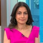 Celine Gounder’s pink sleeveless dress on CBS Mornings