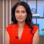 Celine Gounder’s red v-neck dress on CBS Mornings