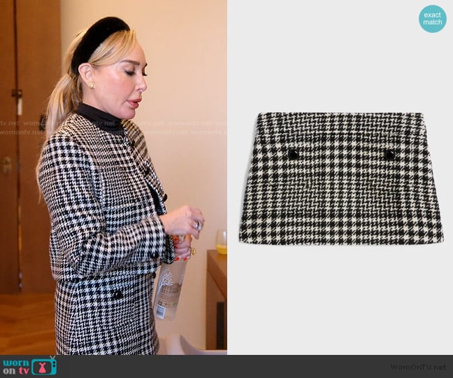 Celine Trapeze mini skirt in wool tweed worn by Marysol Patton (Marysol Patton) on The Real Housewives of Miami