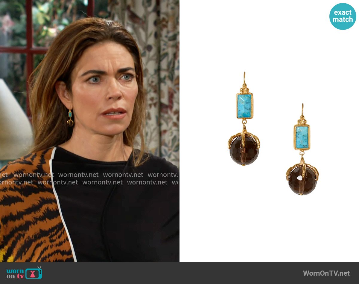 Chan Luu Lark drop earring in turquoise worn by Victoria Newman (Amelia Heinle) on The Young and the Restless