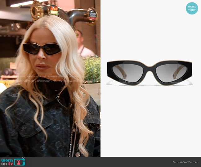 Chanel Cat Eye Sunglasses in Black & Beige worn by Alexia Echevarria (Alexia Echevarria) on The Real Housewives of Miami