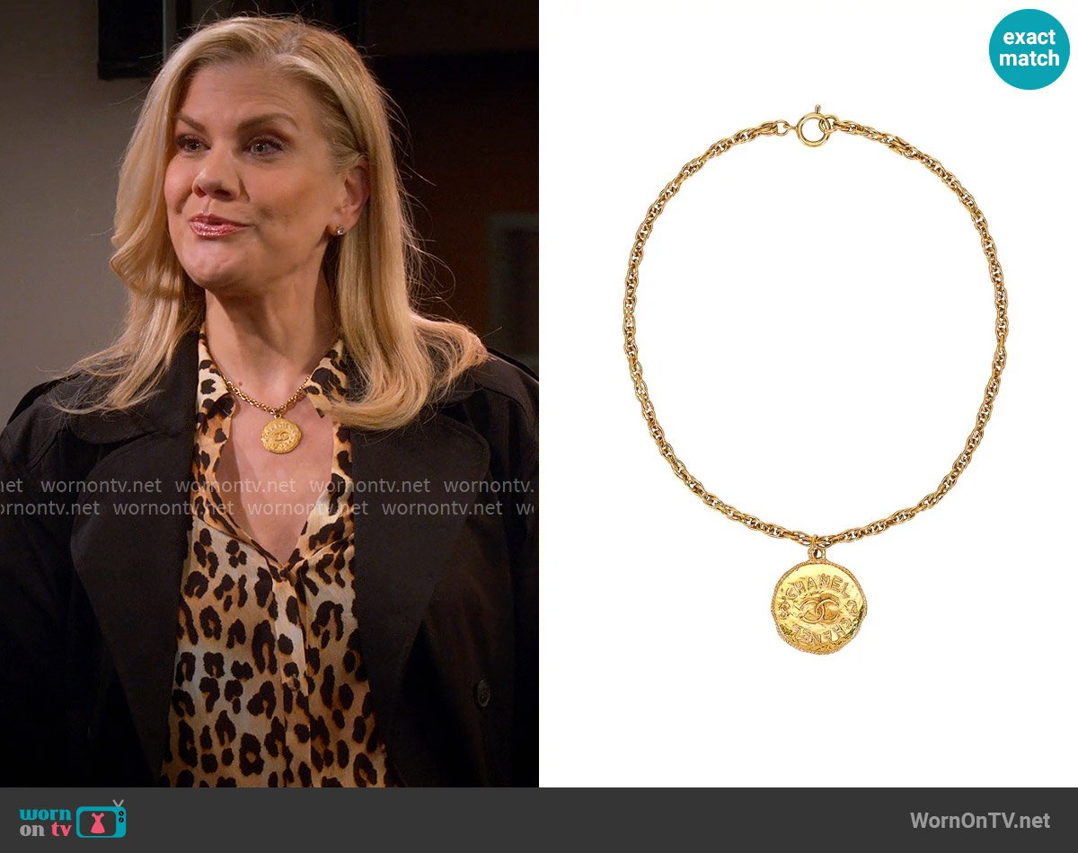 Chanel Coco Pendant Necklace worn by Carol (Kristen Johnston) on Leanne