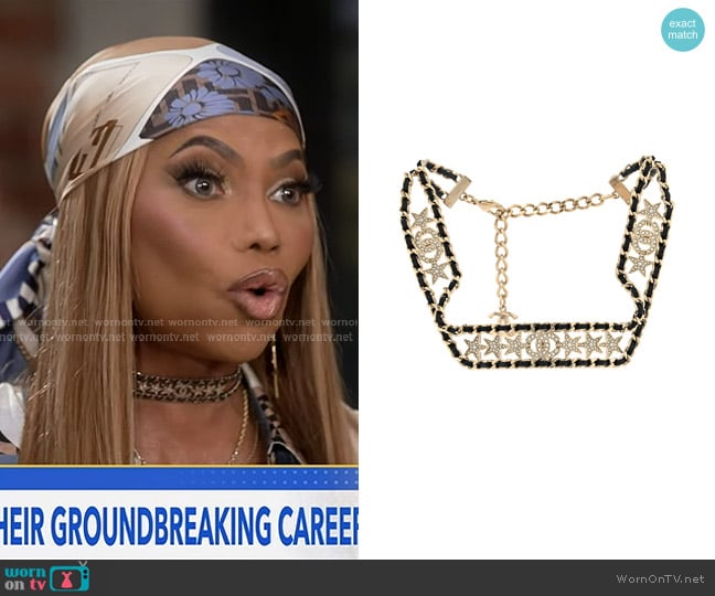 Chanel Lambskin Strass Crystal CC Star Choker Necklace worn by Sandra Denton on Good Morning America