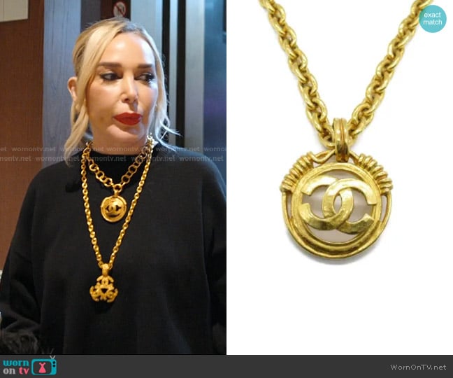 Chanel Vintage CC Logo Pendant worn by Marysol Patton (Marysol Patton) on The Real Housewives of Miami