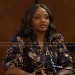 Chanel’s blak floral print dress on Days of our Lives