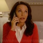 Charlotte’s white pearl trim blouse on And Just Like That