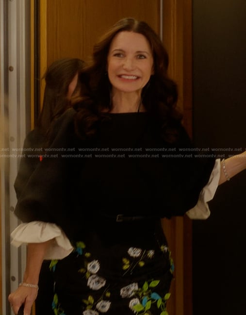 Charlotte’s floral embroidered skirt on And Just Like That
