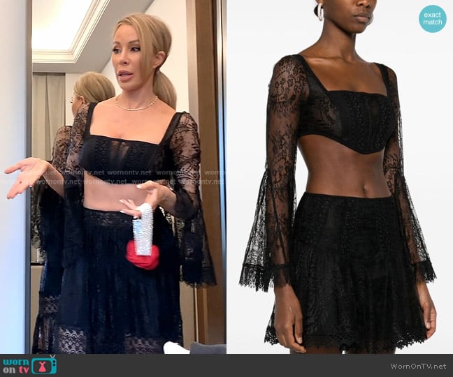 Charo Ruiz Ibiza Niky Lace Cropped Top worn by Lisa Hochstein (Lisa Hochstein) on The Real Housewives of Miami
