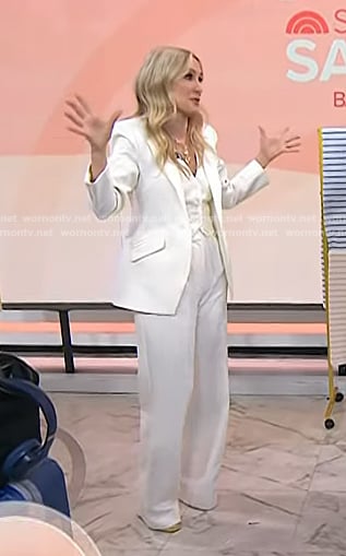 Chassie's white vest, blazer and pants on Today