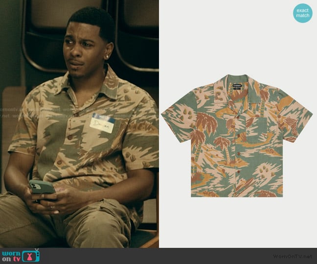 Cherry LA Safari Vacation Shirt worn by Damien (Brett Gray) on The Chi