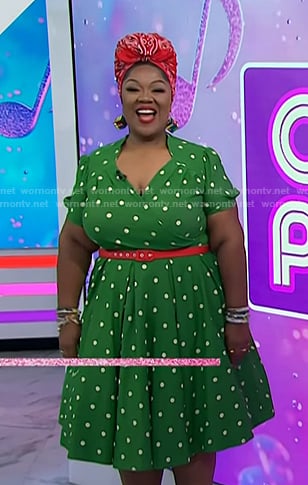 Cheryl Porter’s green polka dot dress on Today