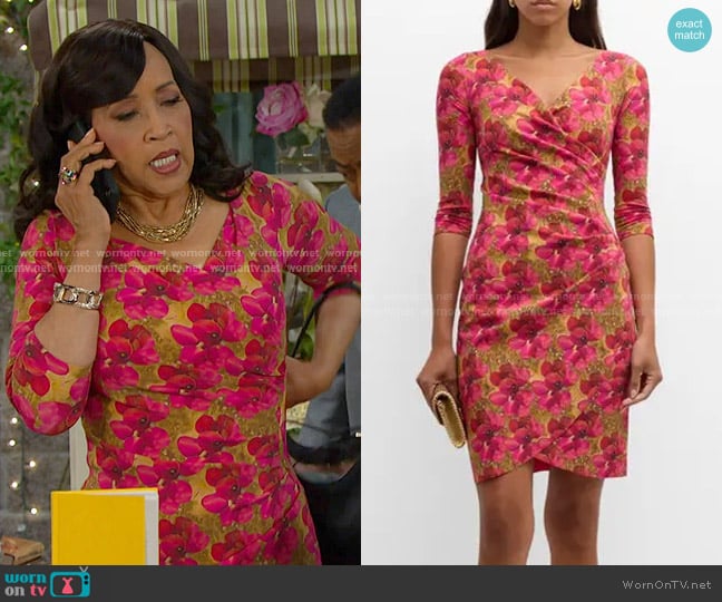 Chiara Boni La Petite Robe Emerentienne Floral-Print Bodycon Mini Dress worn by Paulina Price (Jackée Harry) on Days of our Lives
