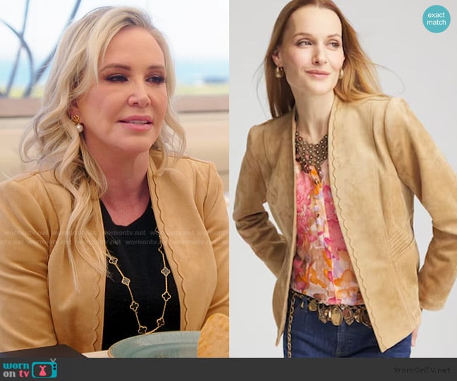 Chicos Faux Suede Peplum Jacket worn by Shannon Beador on The Real Housewives of Orange County