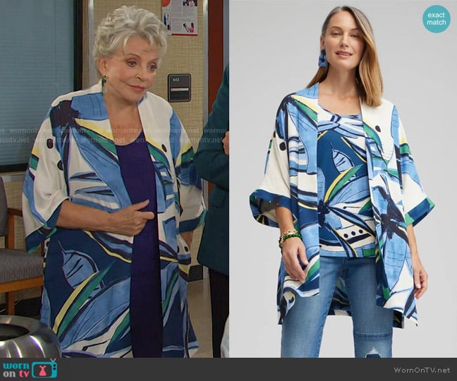 Chico's Floral Print Long Kimono worn by Julie Olson Williams (Susan Seaforth Hayes) on Days of our Lives