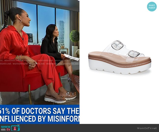 Chinese Laundry Surfs Up in Clear Vinyl worn by Morgan Radford on NBC News Daily