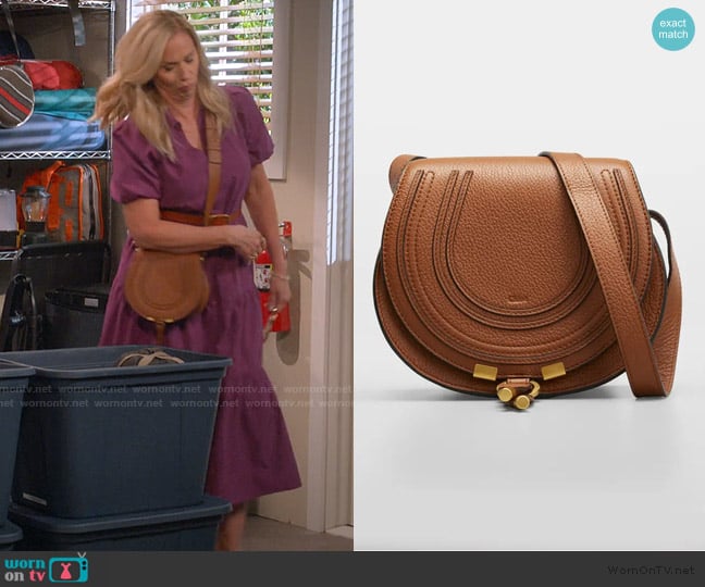 Chloe Marcie Small Crossbody Bag in Grained Calfskin worn by Leanne Murphy (Leanne Morgan) on Leanne