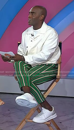 Chris Witherspoon’s green stripe pants on Today