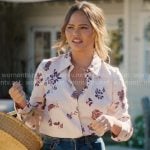Chrissy Teigen’s floral button down shirt on With Love Meghan