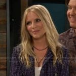Christine’s navy tweed jacket on The Young and the Restless
