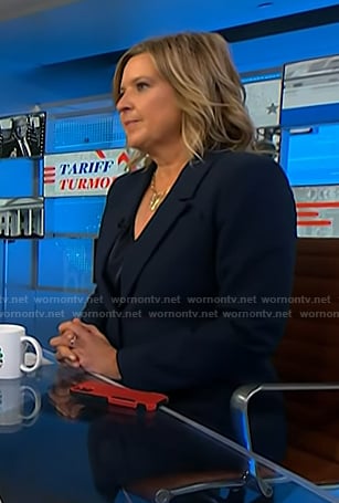 Christine Romans' navy blazer on NBC News Daily