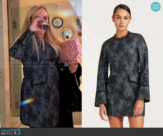 Cinq a Sept Bonded Lace Reina Dress worn by Shannon Beador on The Real Housewives of Orange County