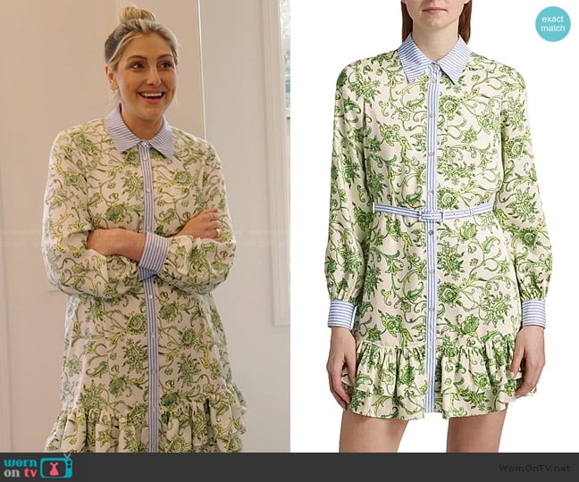 Cinq a Sept Ivy Paisley Tirza Shirtdress worn by Gina Kirschenheiter on The Real Housewives of Orange County