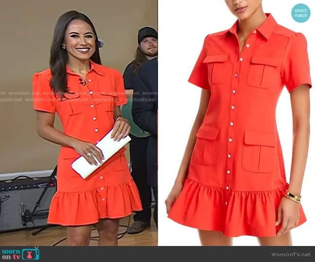 Cinq a Sept Jamie Shirt Dress in Cherry Tomato worn by Kaylee Hartung on Today