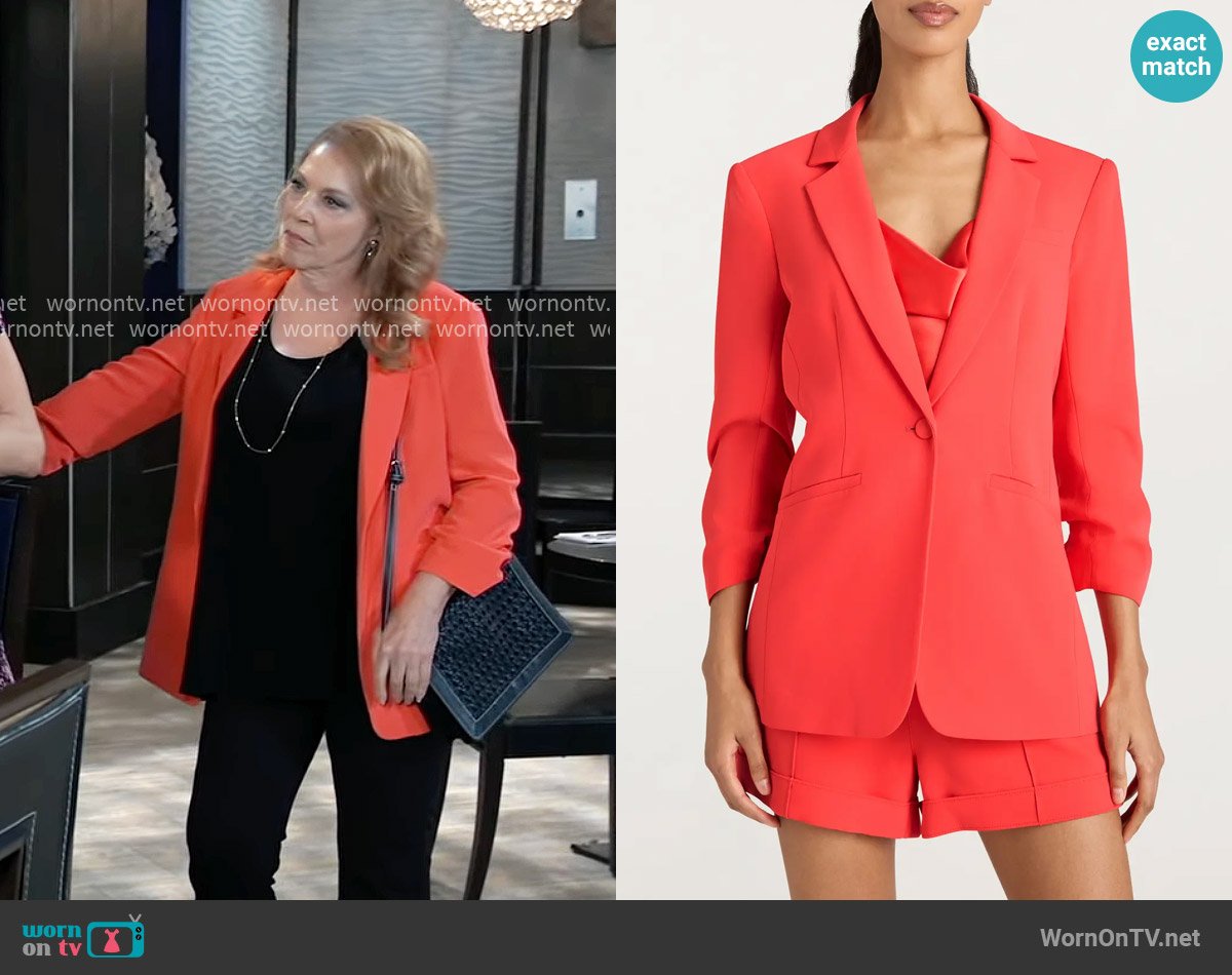 Cinq a Sept Khloe Ruched Sleeve Blazer worn by Liesl Obrecht (Kathleen Gati) on General Hospital