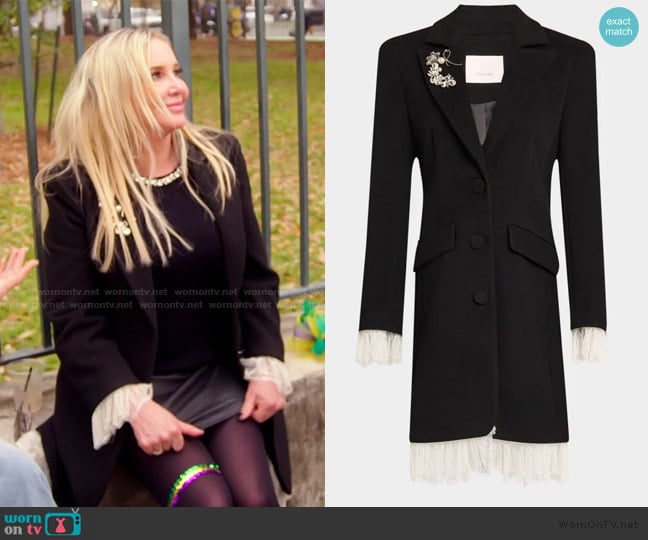 Cinq a Sept Roxie Lace-Trim Coat worn by Shannon Beador on The Real Housewives of Orange County