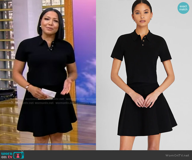 Club Monaco Polo Collar Sweater Tee and Carly Sweater Skirt worn by Stephanie Ramos on Good Morning America