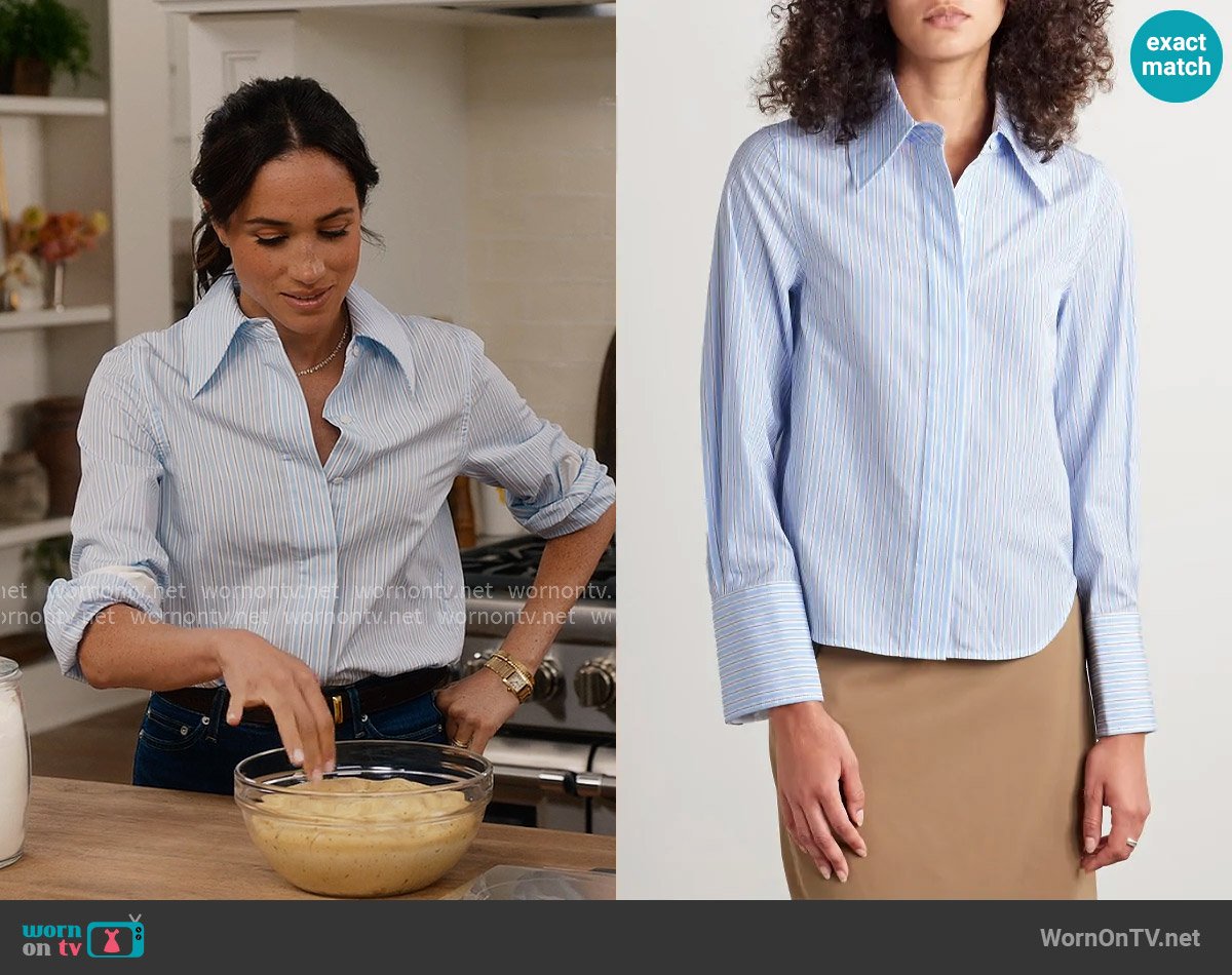 Co Striped cotton-poplin shirt worn by Meghan Markle on With Love Meghan