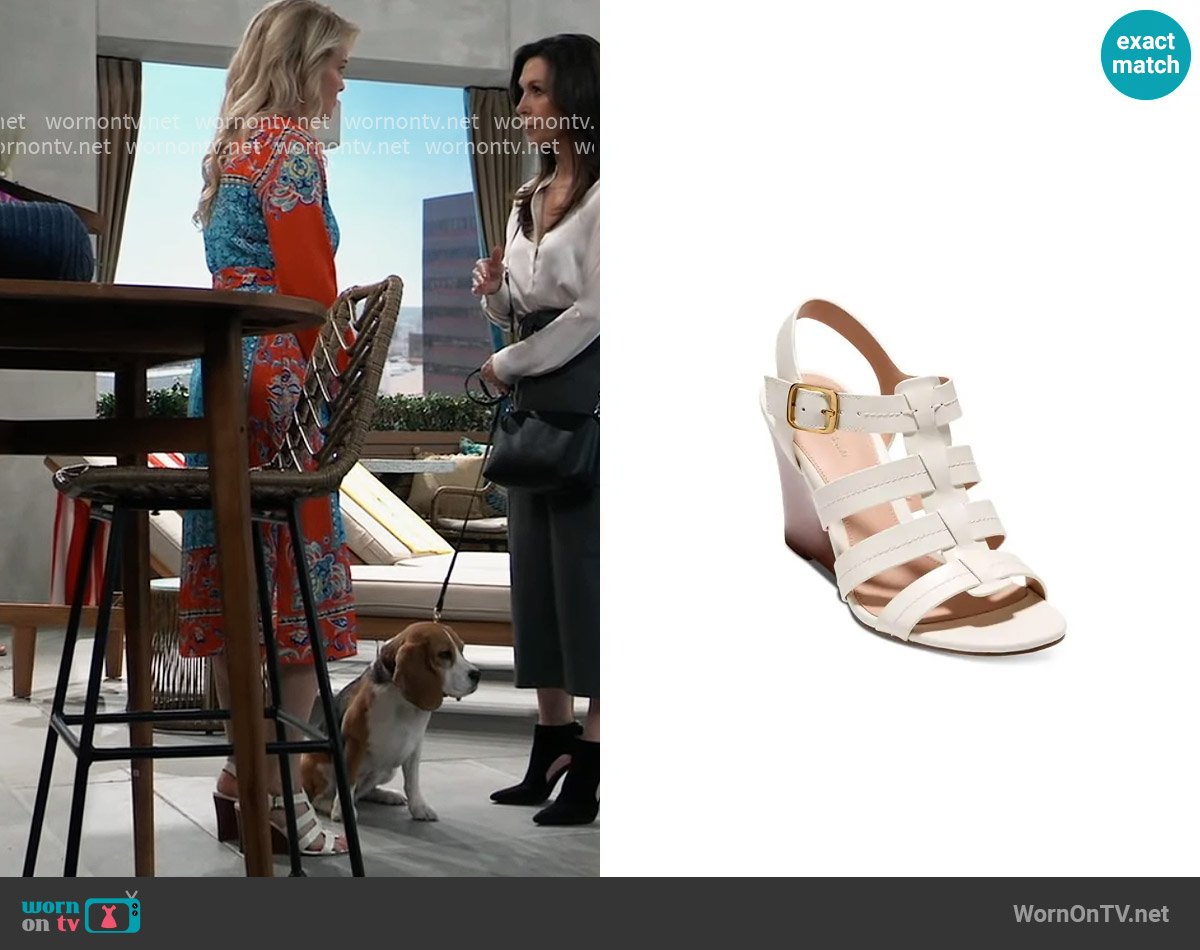 Cole Haan Josie Fisherman Wedge Sandals in Ivory worn by Felicia Scorpio (Kristina Wagner) on General Hospital