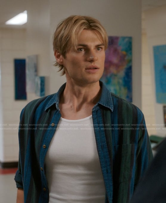 Cole's blue and green striped shirt on My Life with the Walter Boys