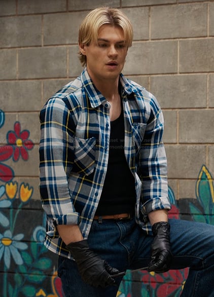 Cole's blue plaid shirt on My Life with the Walter Boys