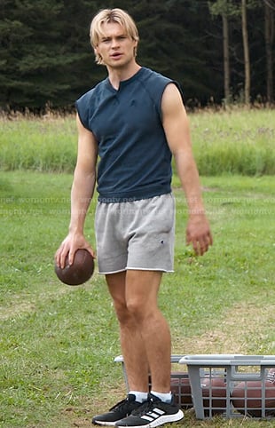 Cole's navy sleeveless sweatshirt and shorts on My Life with the Walter Boys