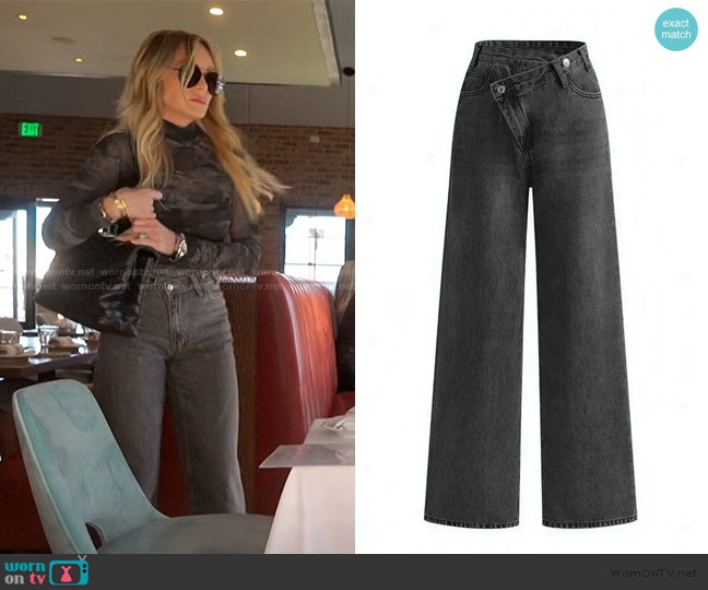 Commense Asymmetric Waist Wide-Leg Jeans worn by Tamra Judge on The Real Housewives of Orange County