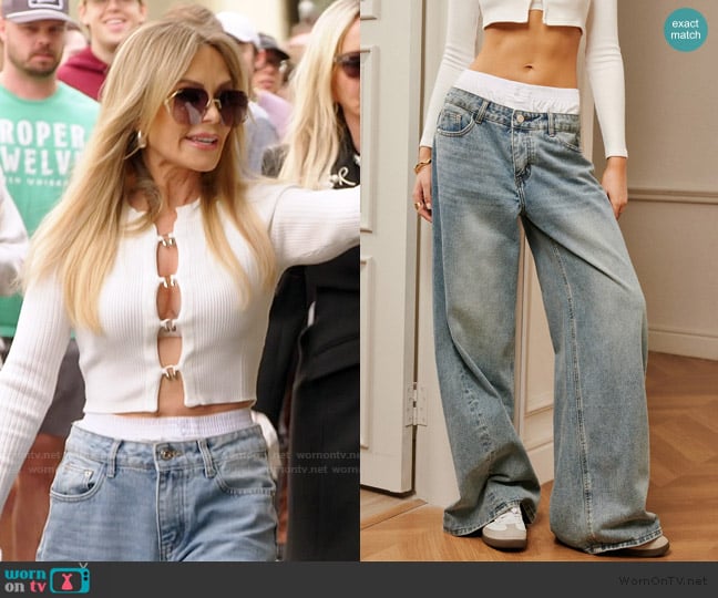Commense Panel Contrast Binding Denim Jeans worn by Tamra Judge on The Real Housewives of Orange County