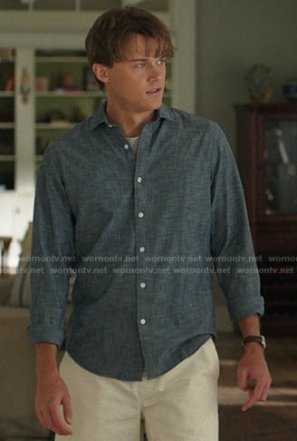 Conrad's blue button down shirt on The Summer I Turned Pretty