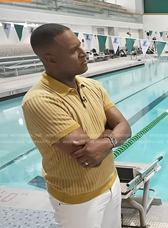 Craig Melvin’s yellow striped polo on Today