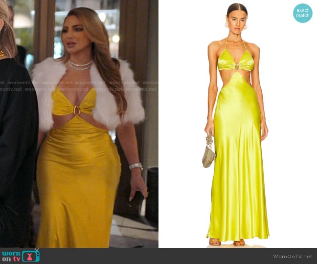 Cult Gaia Colette Gown in Tahdig worn by Larsa Pippen (Larsa Pippen) on The Real Housewives of Miami