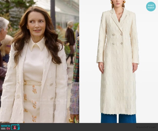 Charlotte’s white textured coat on And Just Like That