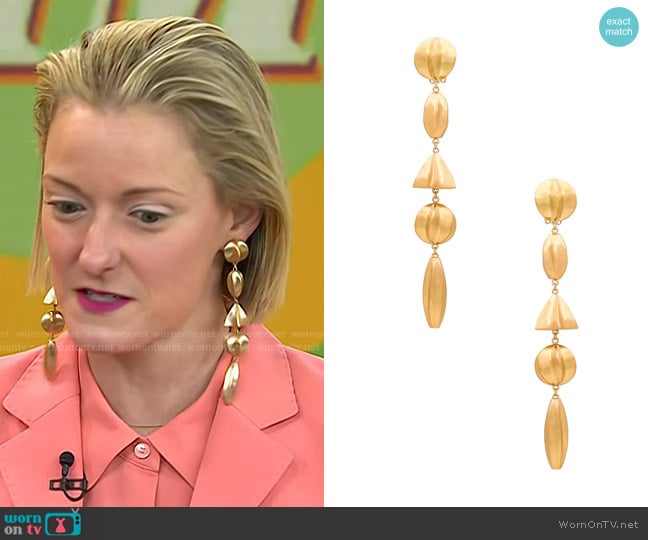 Cult Gaia Illene Clip On Earrings worn by Laura Vitale on Today