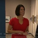 Dana Jacobson’s red split-neck dress on CBS Mornings