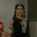 Dani’s black and white printed mesh maxi dress on Beyond the Gates