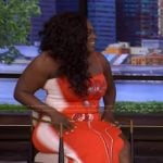 Danielle’s red floral maxi dress on Live with Kelly and Mark