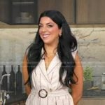 Danielle Sepsy’s beige stripe belted vest on Good Morning America