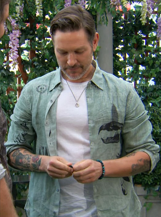 Daniel's green shirt with graphic prints on The Young and the Restless